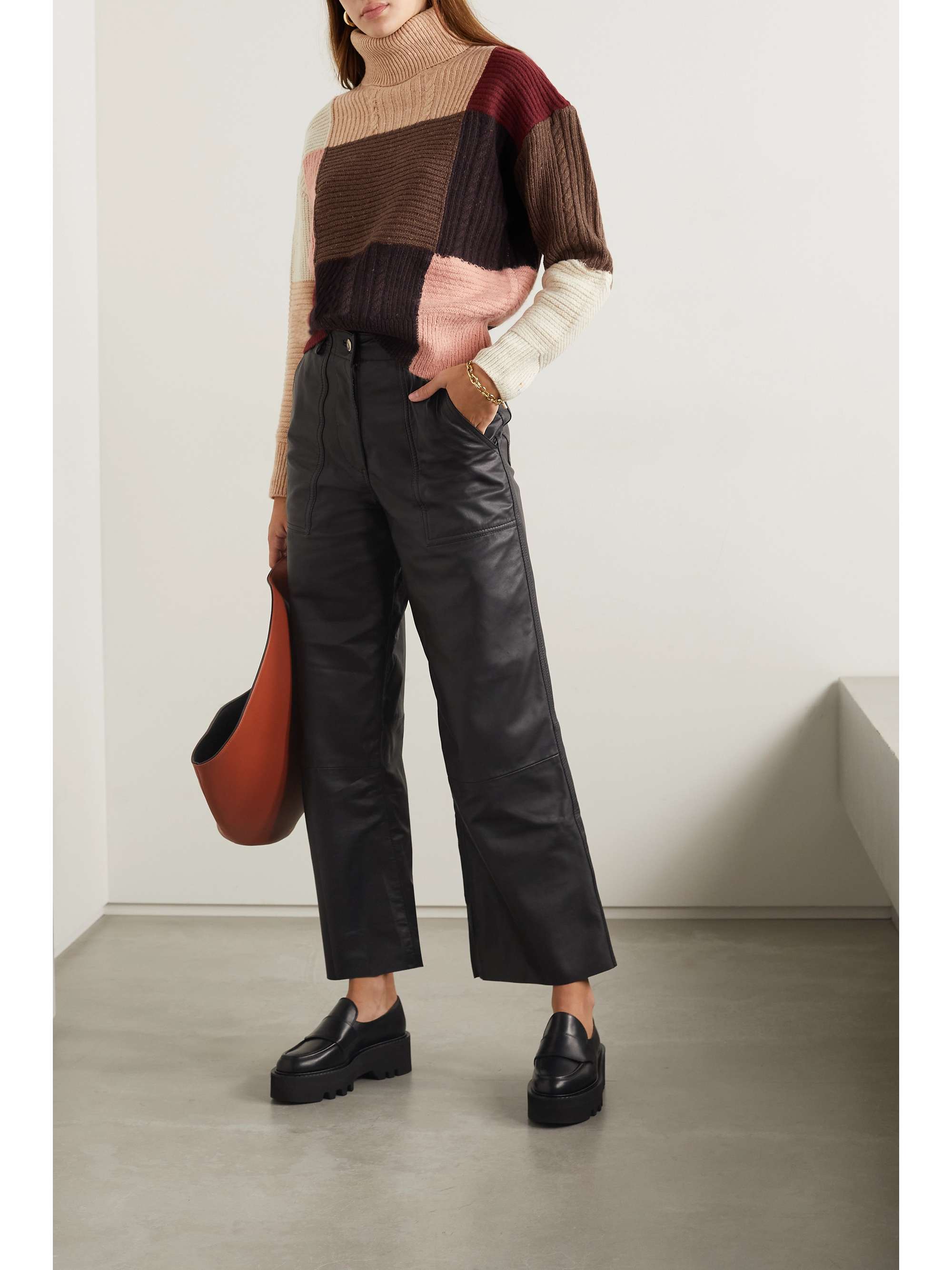 A.L.C. Wyatt color-block ribbed wool-blend turtleneck sweater