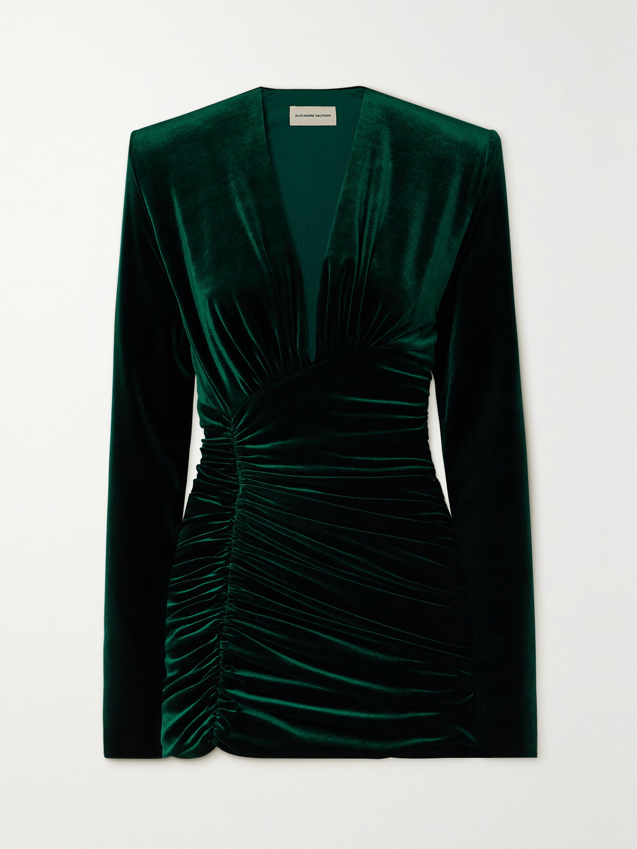 Alexandre Vauthier - Ruched Stretch-velvet Mini Dress - Green