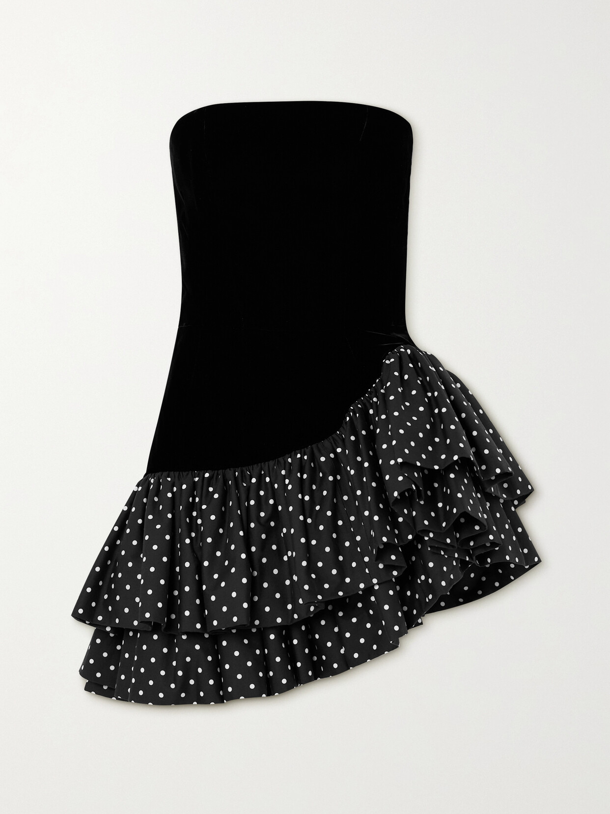 Alexandre Vauthier - Stapless Cotton-velvet And Polka-dot Taffeta Mini Dress - Black