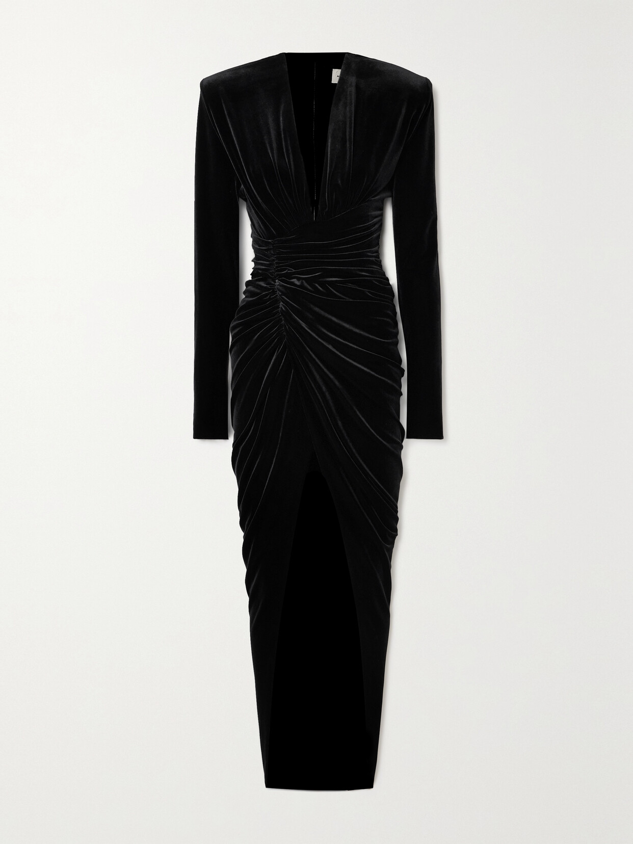 Alexandre Vauthier - Ruched Stretch-velvet Maxi Dress - Black