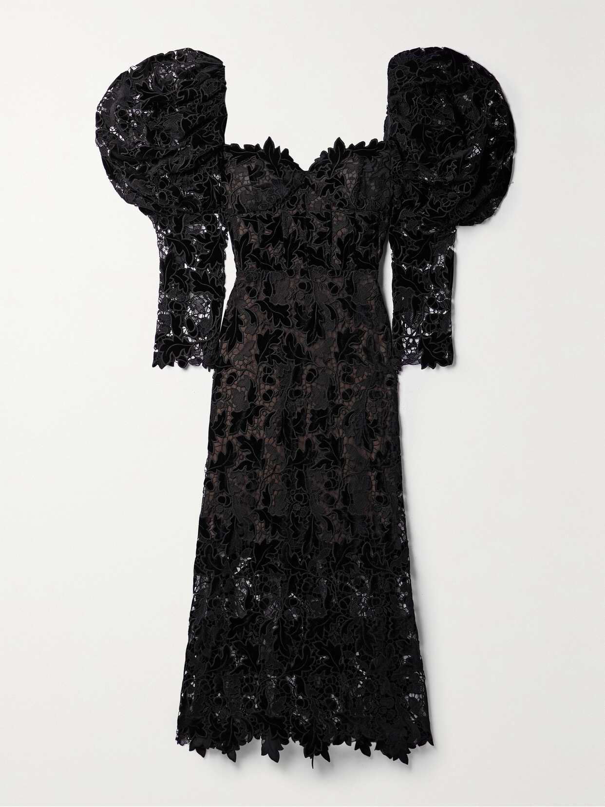 Oscar de la Renta - Guipure Lace Midi Dress - Black