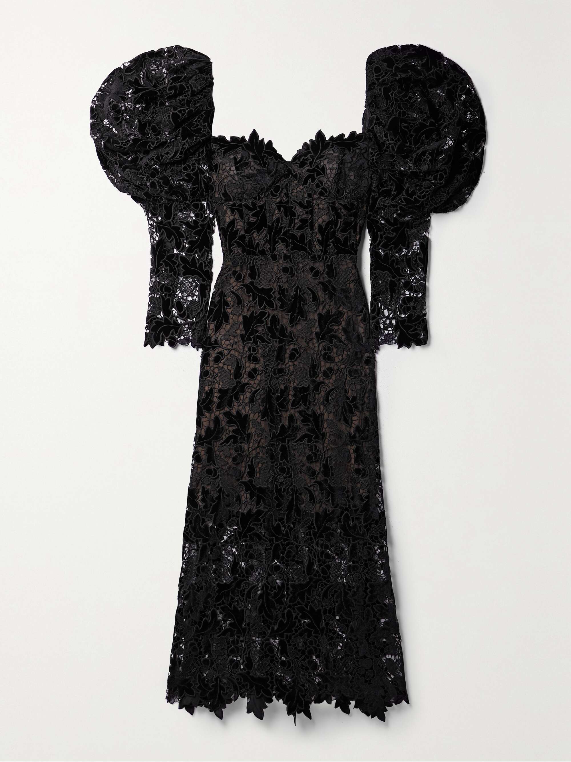 OSCAR DE LA RENTA Guipure lace midi dress | NET-A-PORTER