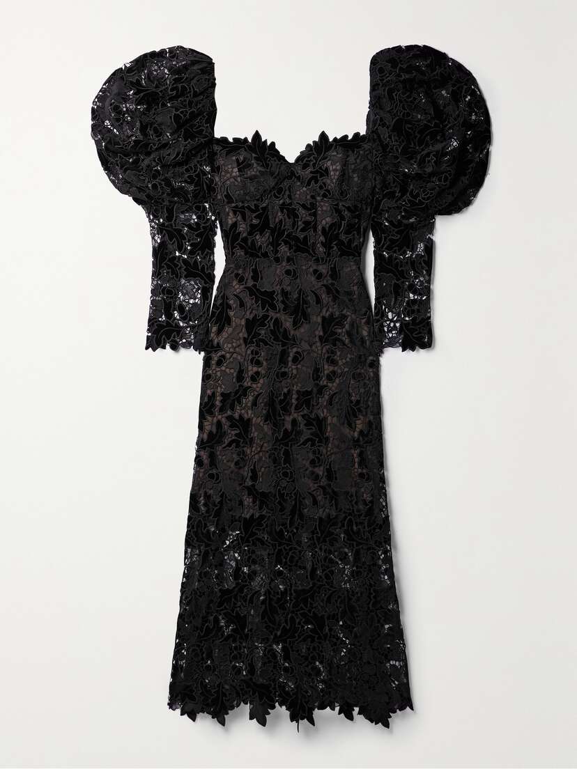 Oscar de la Renta Guipure Lace Midi Dress