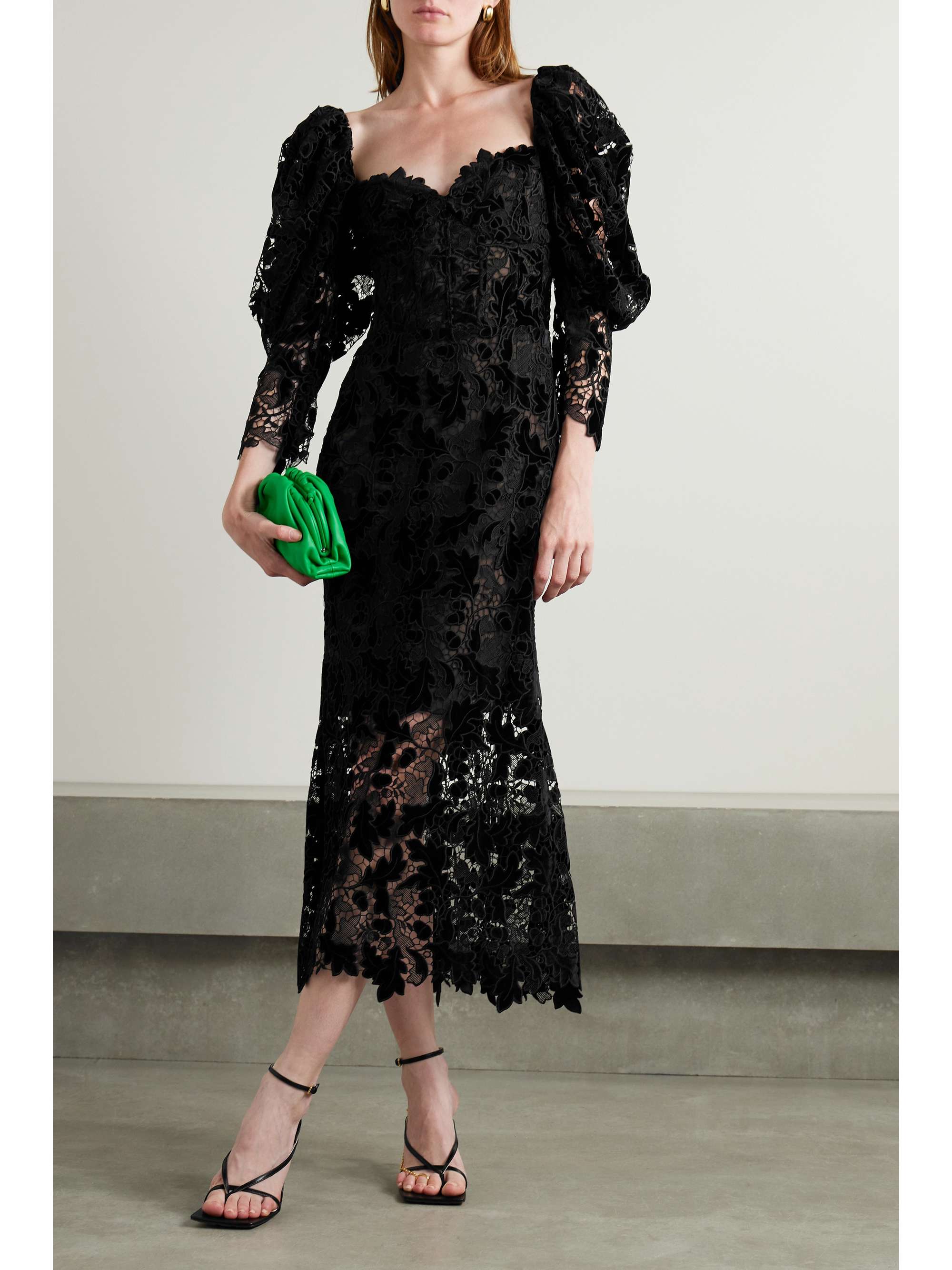 OSCAR DE LA RENTA Guipure lace midi dress | NET-A-PORTER