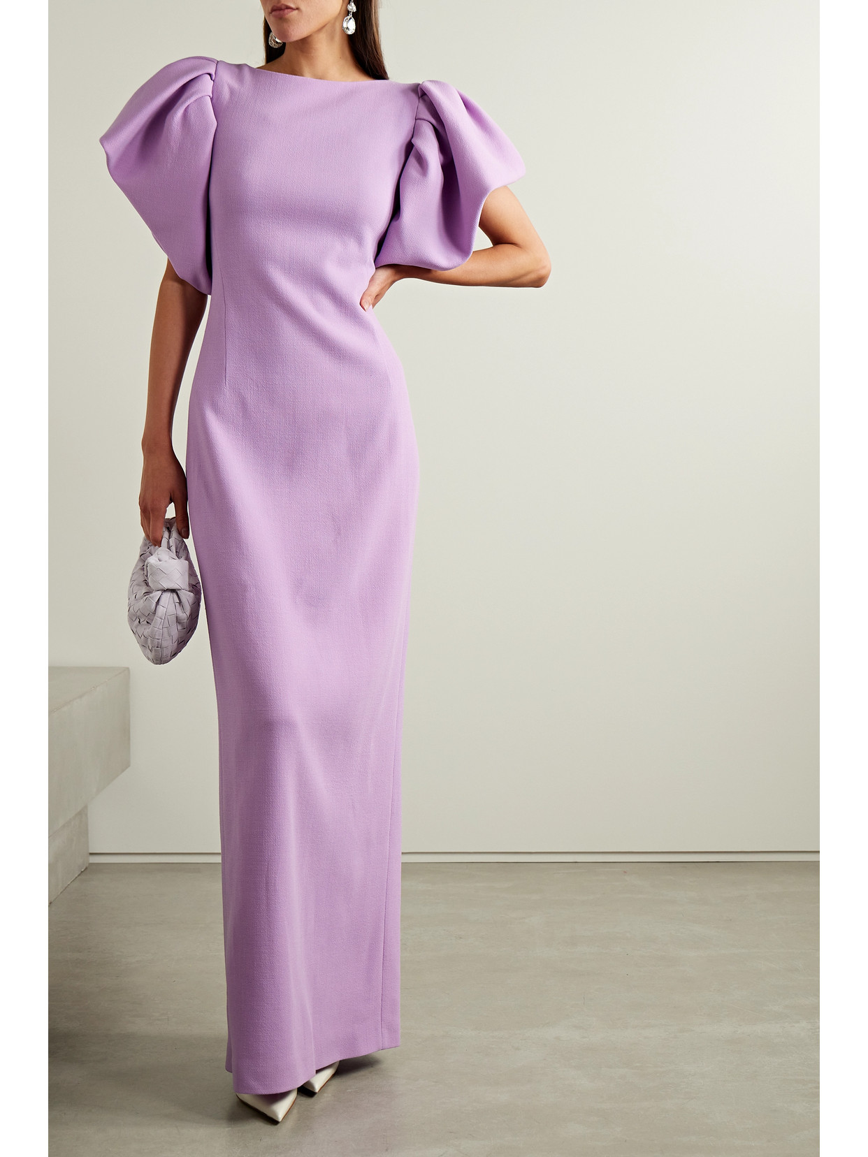 Shop Oscar De La Renta Wool-blend Gown In Purple