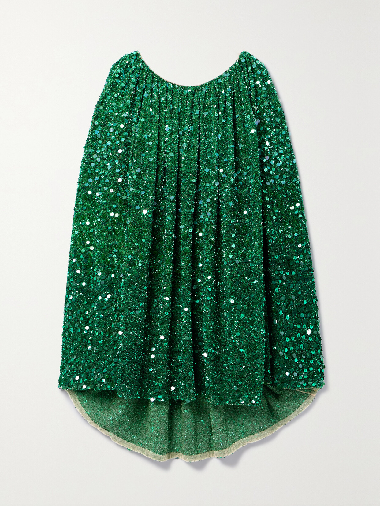 Oscar De La Renta Cape-effect Embellished Stretch-tulle Mini Dress In Green