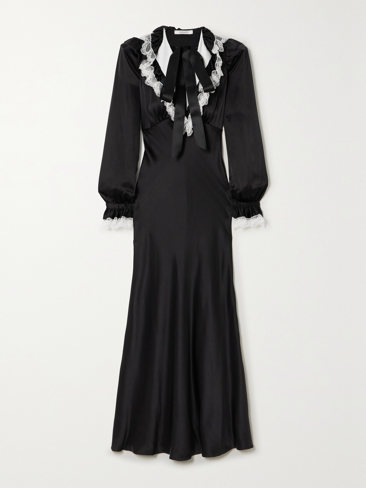 Rodarte Silk Satin Midi Dress In Black