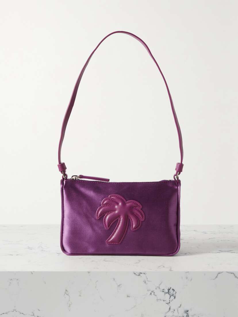 Palm Angels Leather-trimmed Satin Shoulder Bag