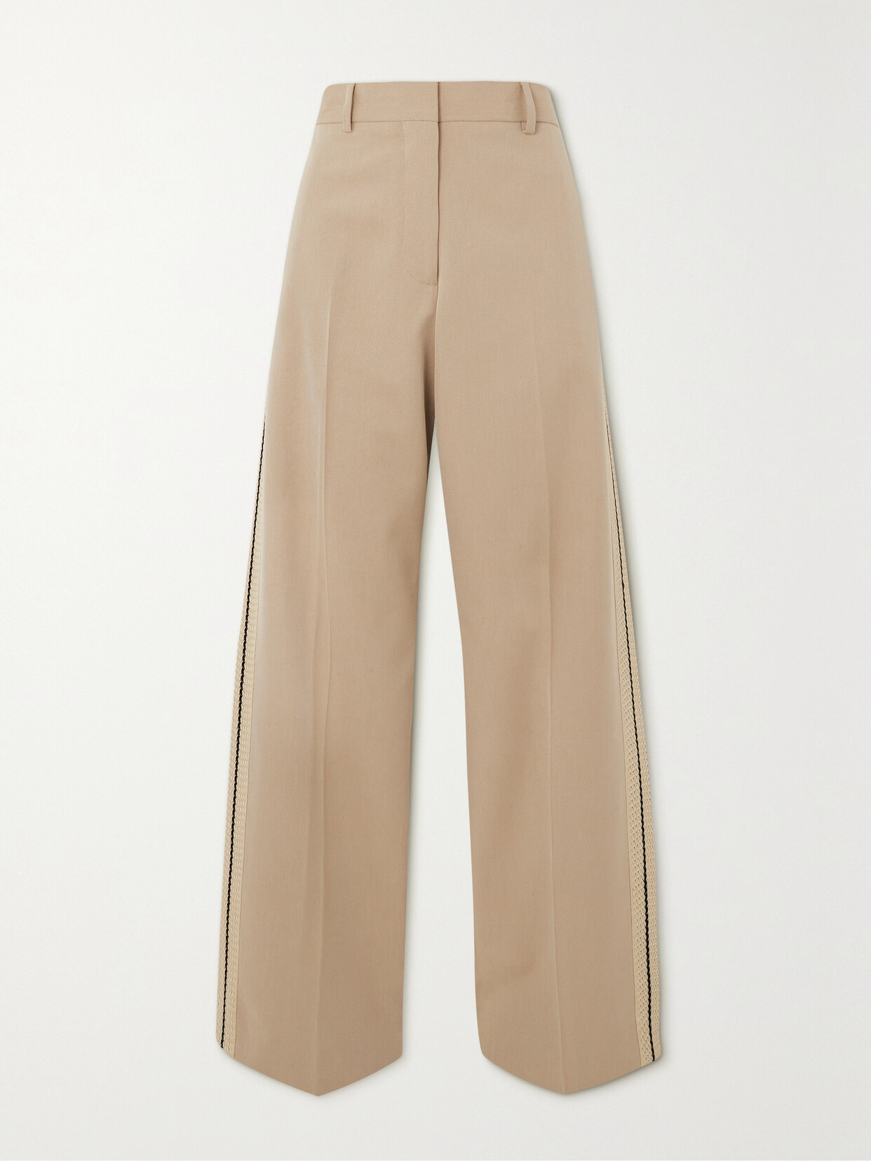 Palm Angels - Crochet-trimmed Cotton-drill Straight-leg Pants - Neutrals