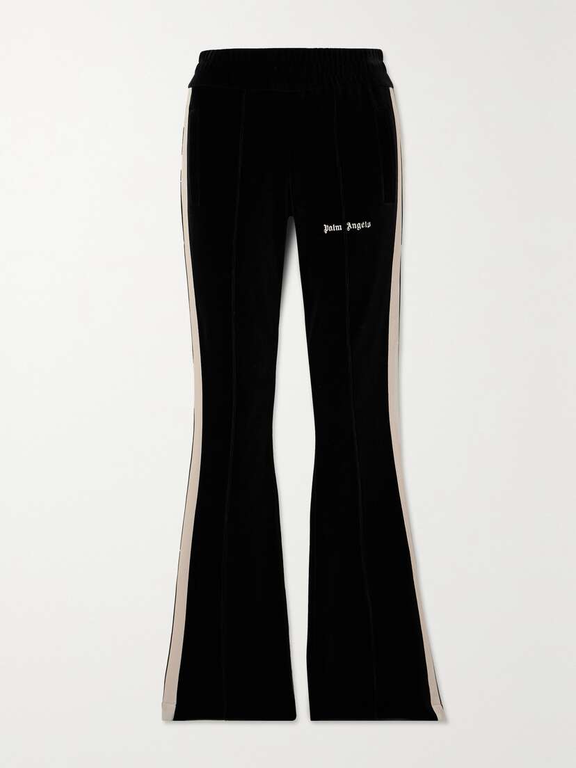 Palm Angels Metallic Striped Stretch-velvet Pants