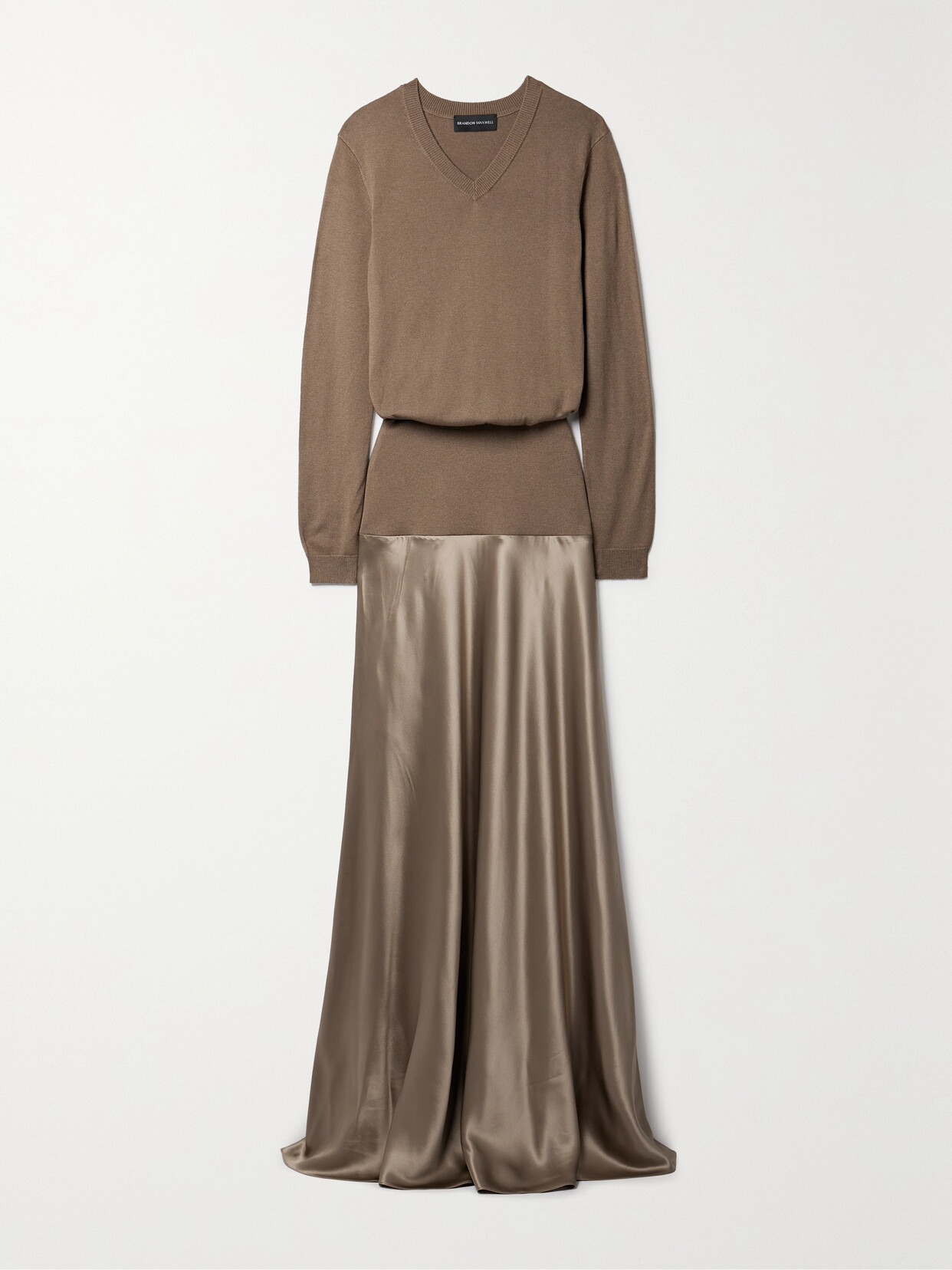 Brandon Maxwell - The Kerolyn Silk And Cashmere-blend And Silk-satin Maxi Dress - Neutrals