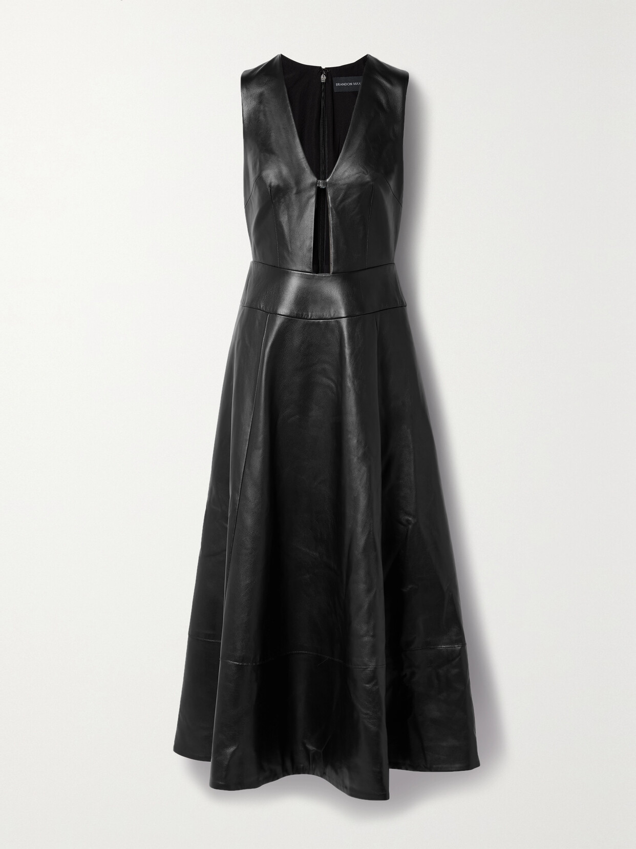 Brandon Maxwell - Haylee Paneled Leather Maxi Dress - Black