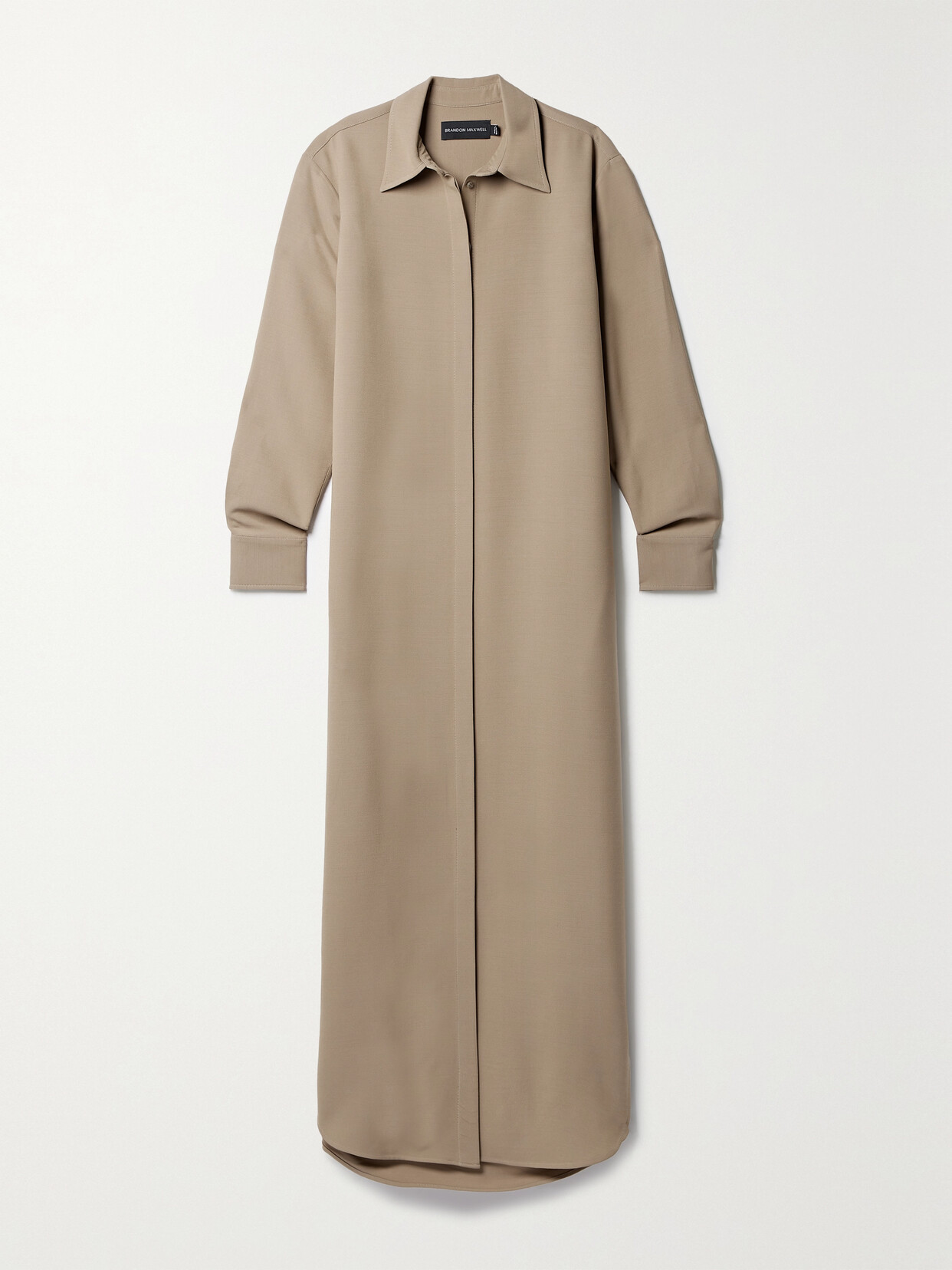 Brandon Maxwell - The Isa Wool-blend Crepe Maxi Shirt Dress - Brown