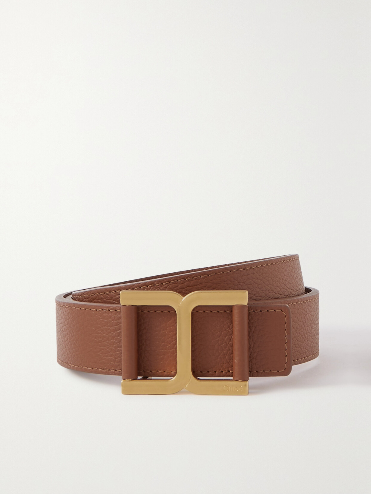 Chloé - Marcie Textured-leather Belt - Brown