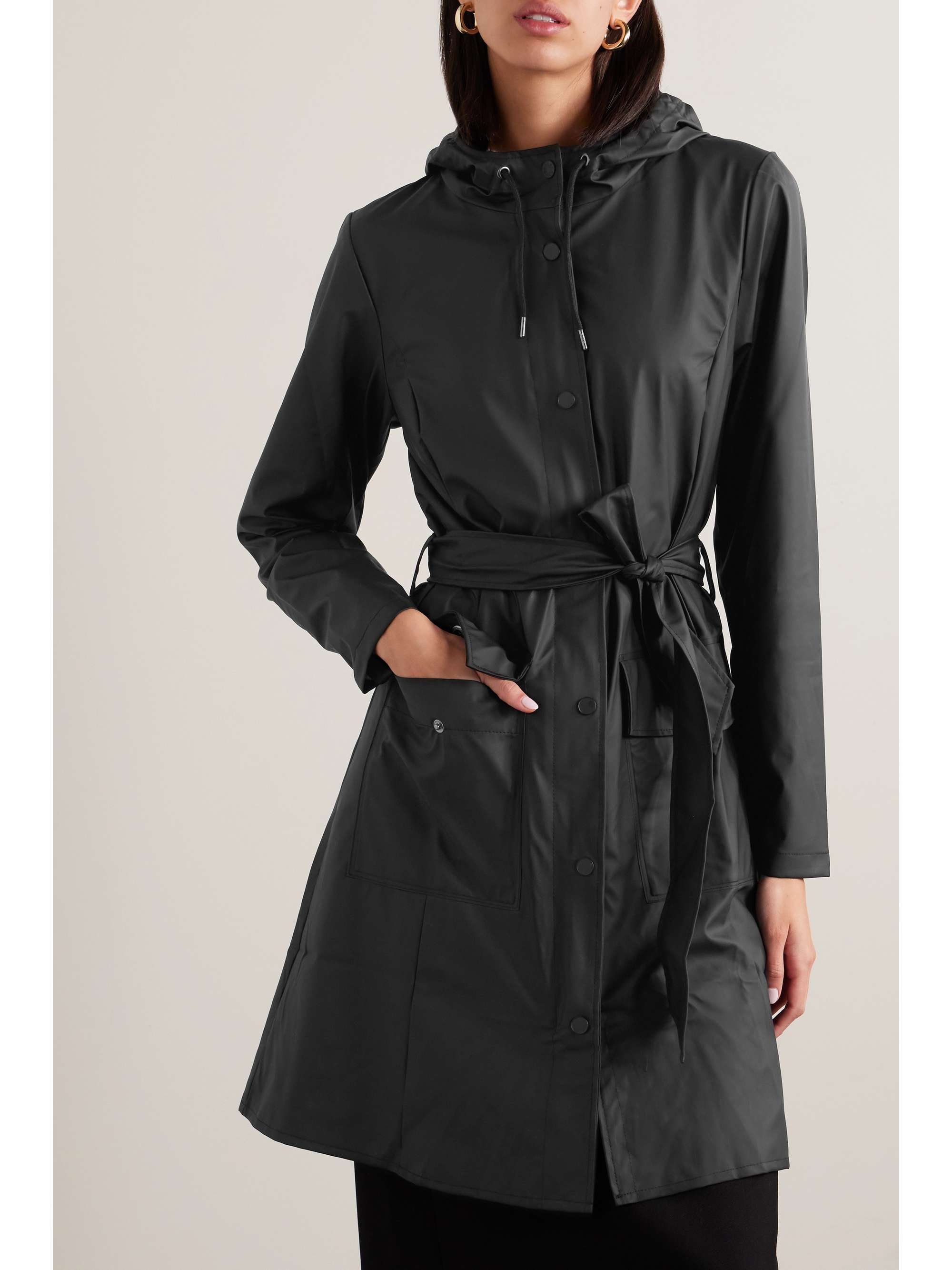 RAINS Hooded belted coated-shell jacket | NET-A-PORTER