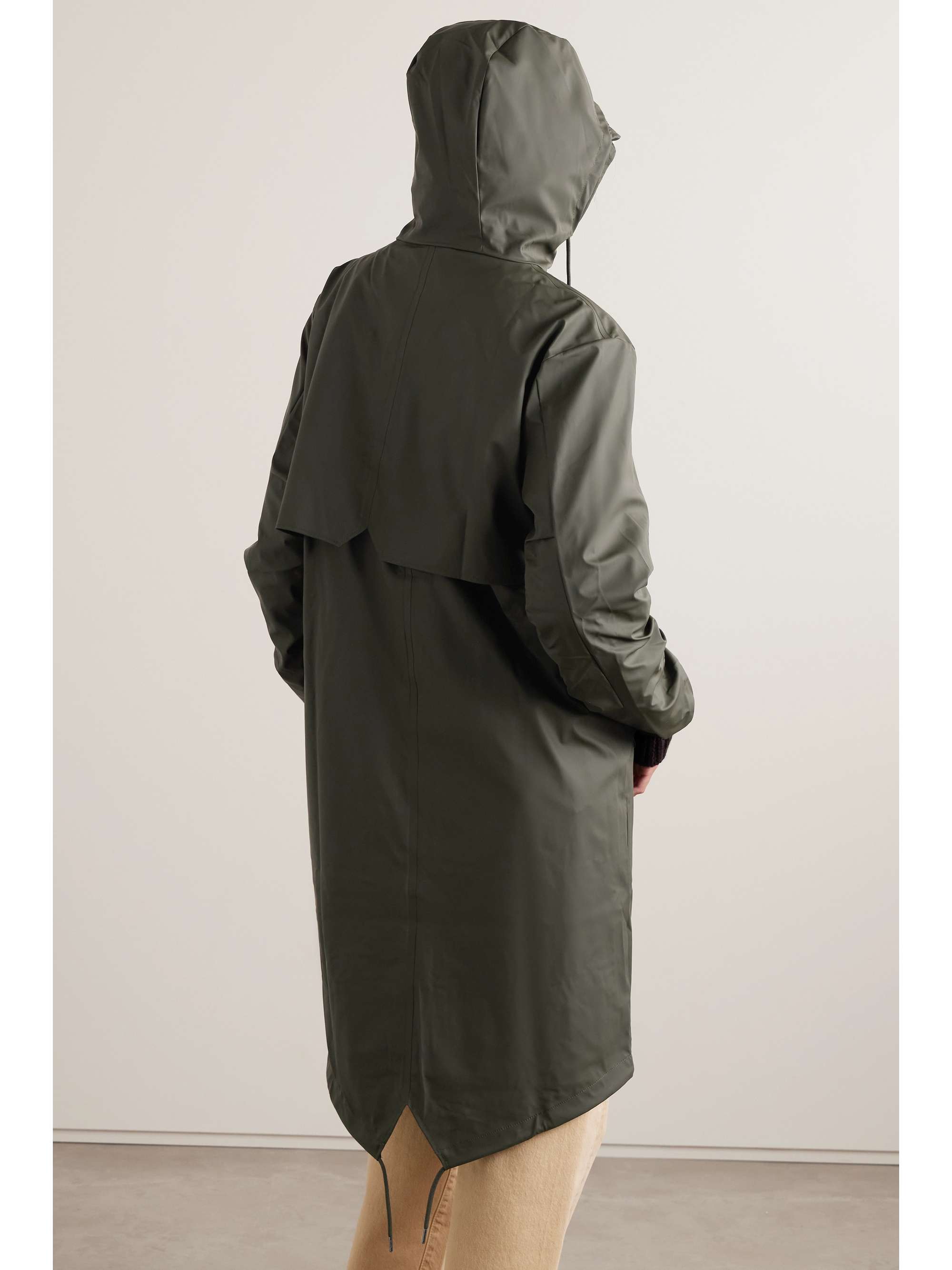 RAINS Hooded coated-shell parka