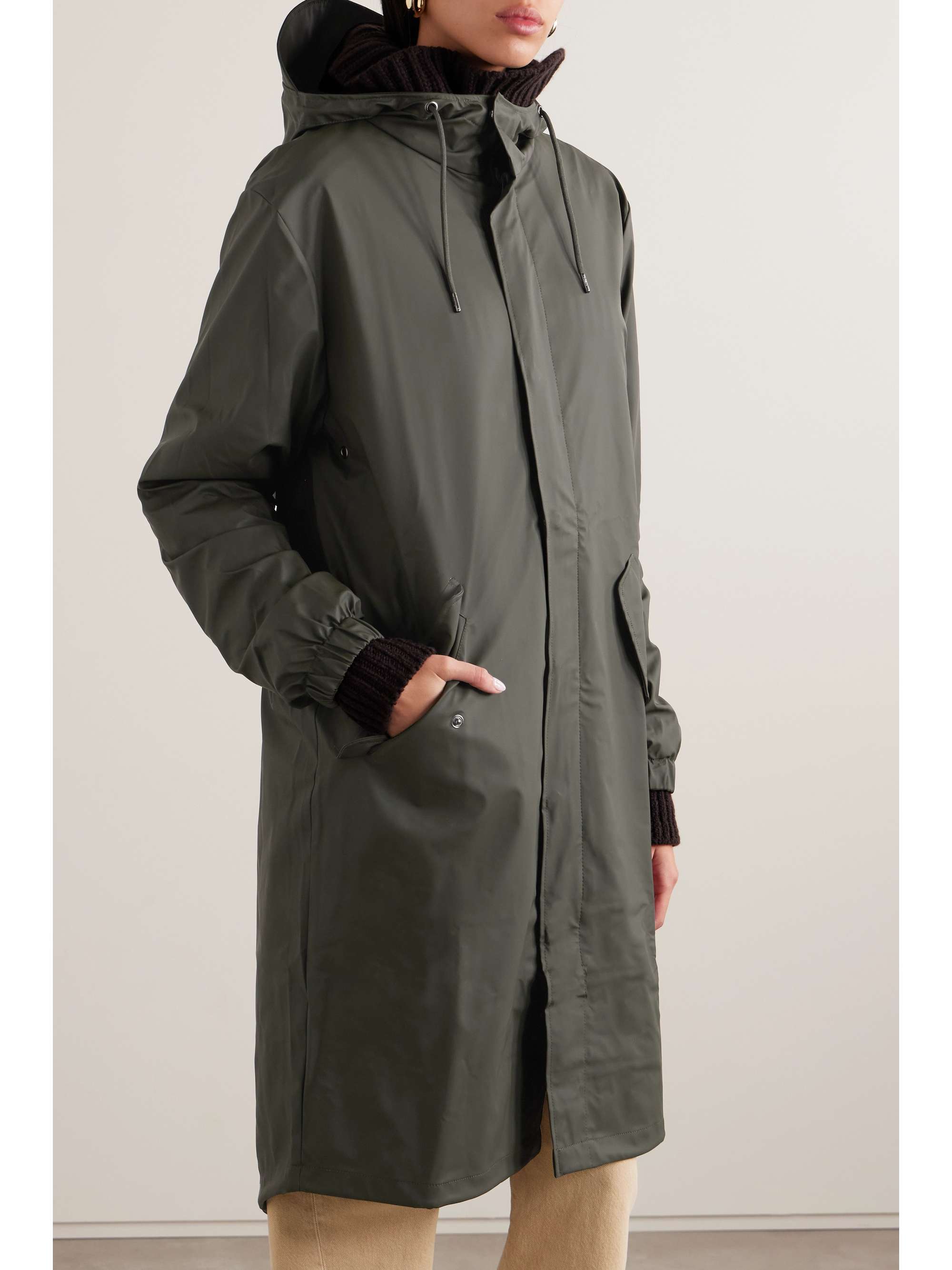 RAINS Hooded coated-shell parka