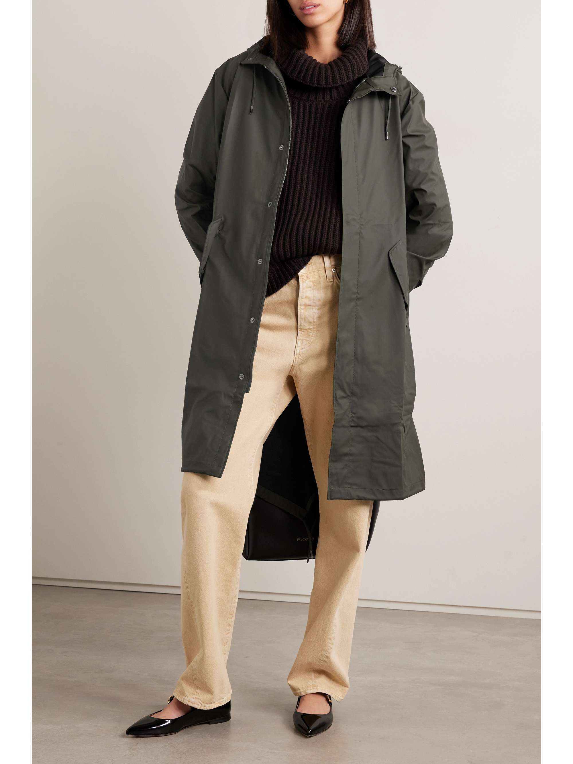 RAINS Hooded coated-shell parka