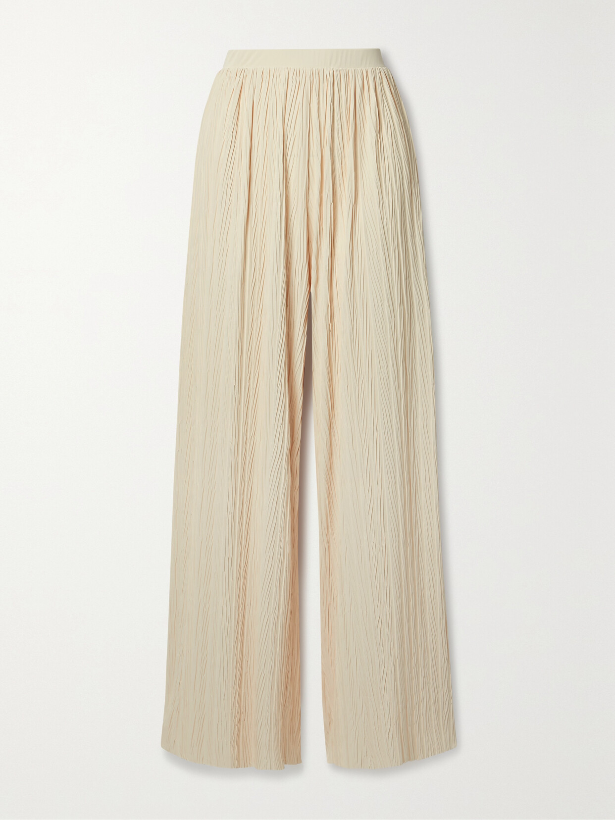 Max Mara Leisure Alfonsa Plissé-crepe Wide-leg Pants In Ivory