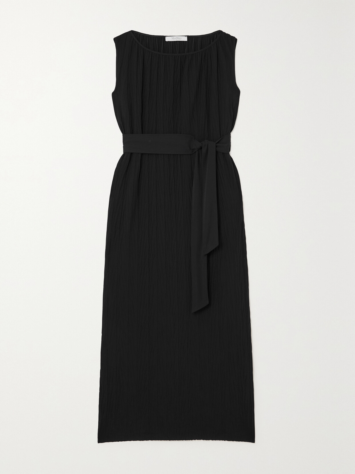 Max Mara - Leisure Vadius Belted Plissé-jersey Midi Dress - Black