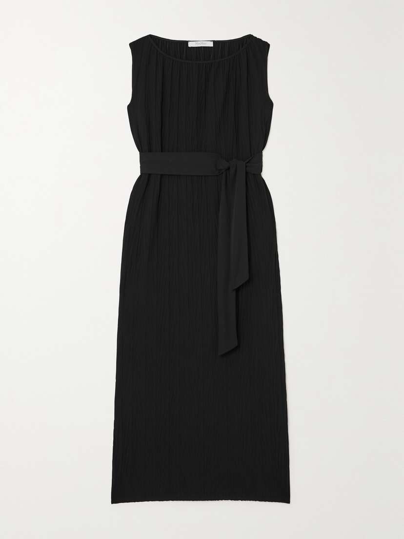 Max Mara Leisure Vadius Belted Plissé-jersey Midi Dress -  - x large