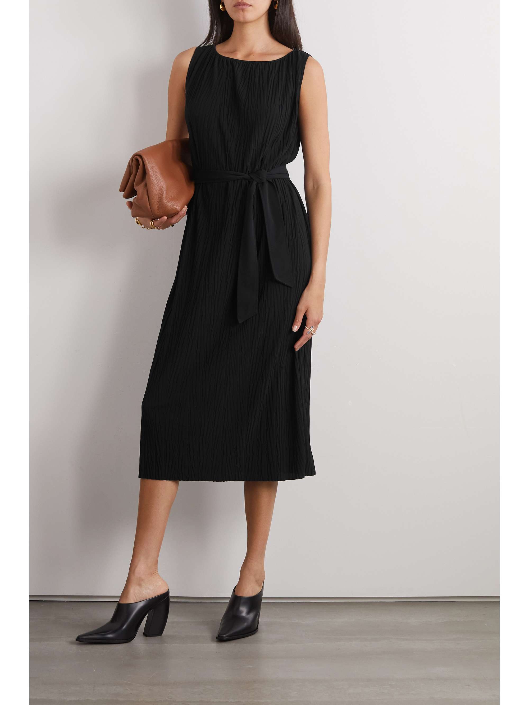 MAX MARA Leisure Vadius belted plissé-jersey midi dress | NET-A-PORTER