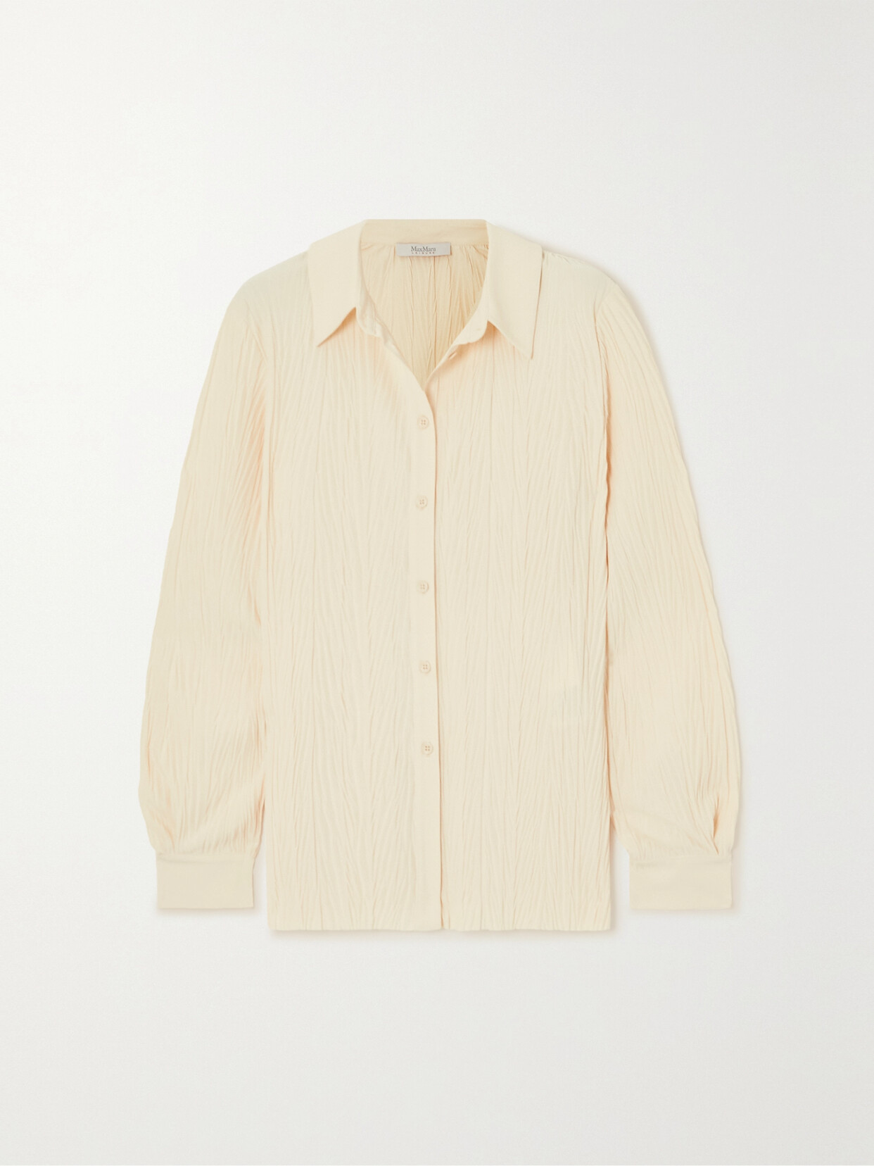 Max Mara Leisure Plissé-jersey Shirt In Ivory