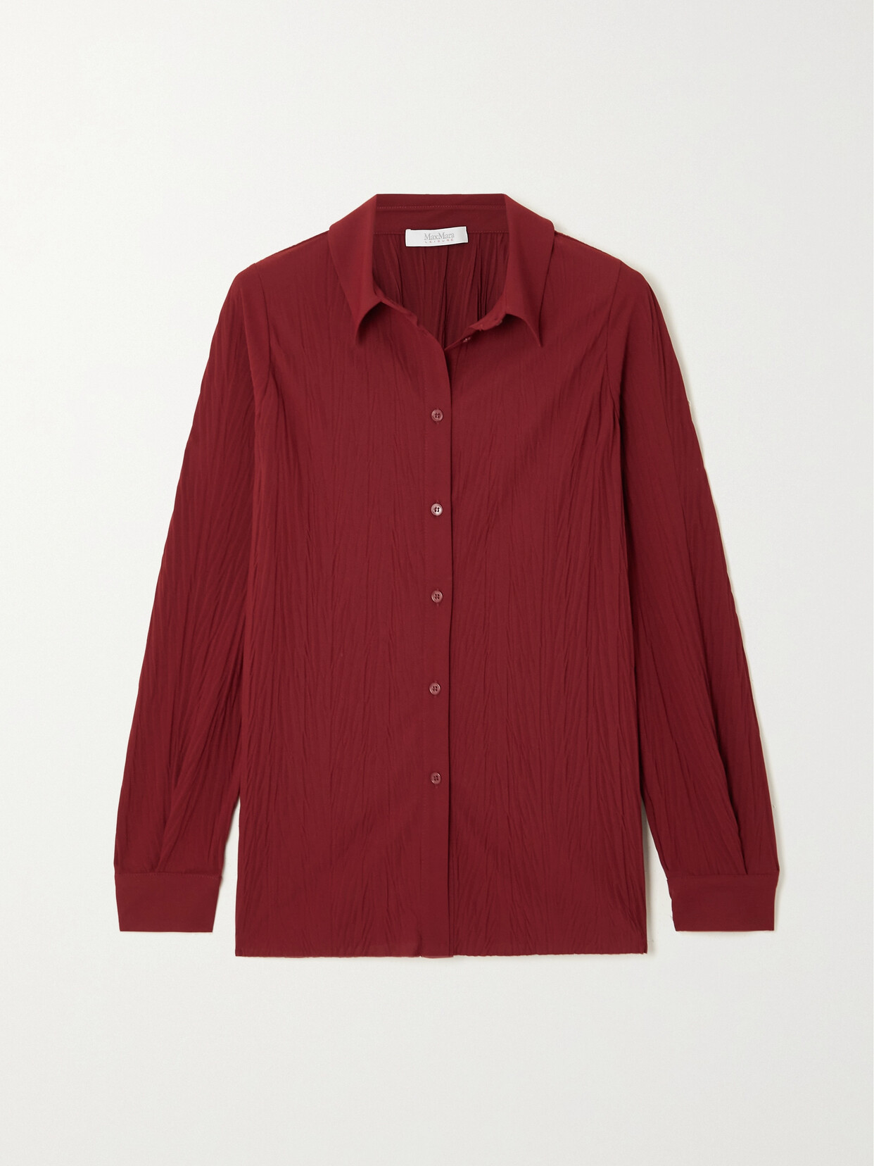 Max Mara Plissé-silk Shirt In Red