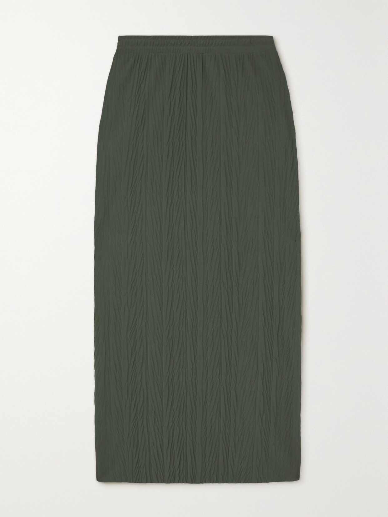 Max Mara Leisure Carnia Crinkled Plissé-jersey Midi Skirt In Green