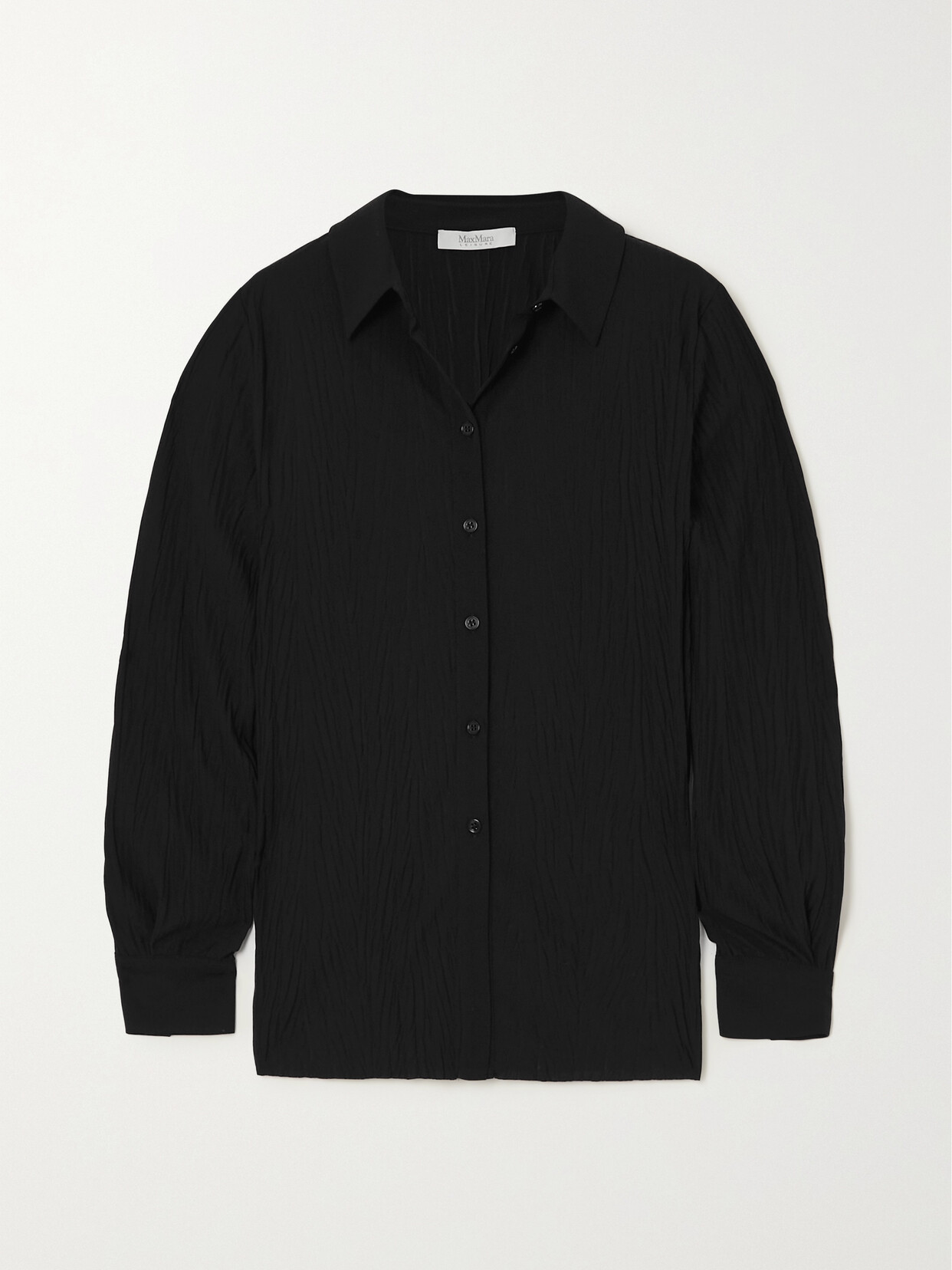 Max Mara Leisure Plissé-jersey Shirt In Black