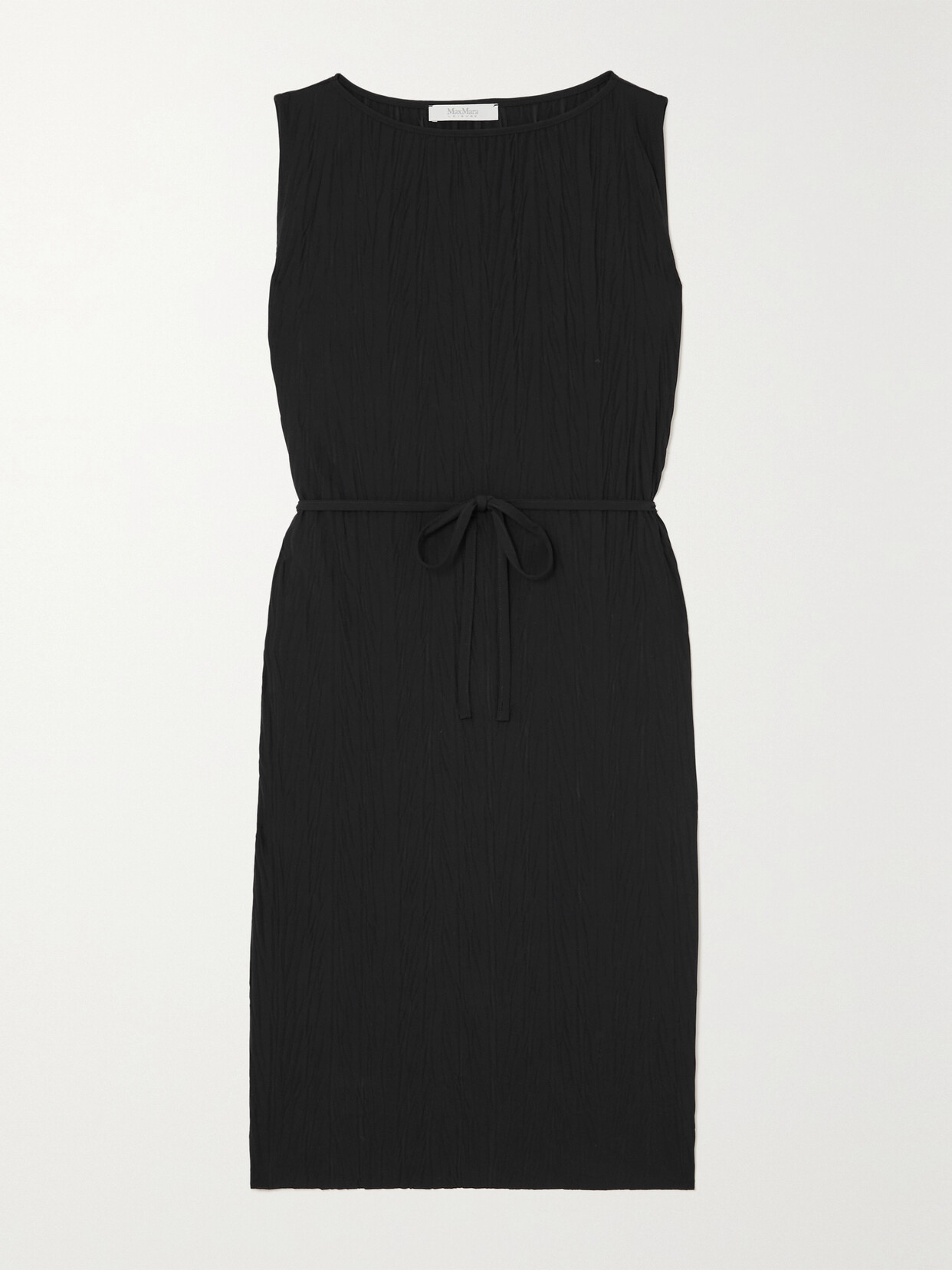Max Mara Leisure Teulada Belted Crinkled Plissé-jersey Tunic - Black