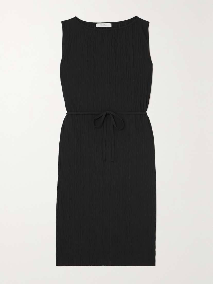 Max Mara Leisure Teulada Belted Crinkled Plissé-jersey Tunic