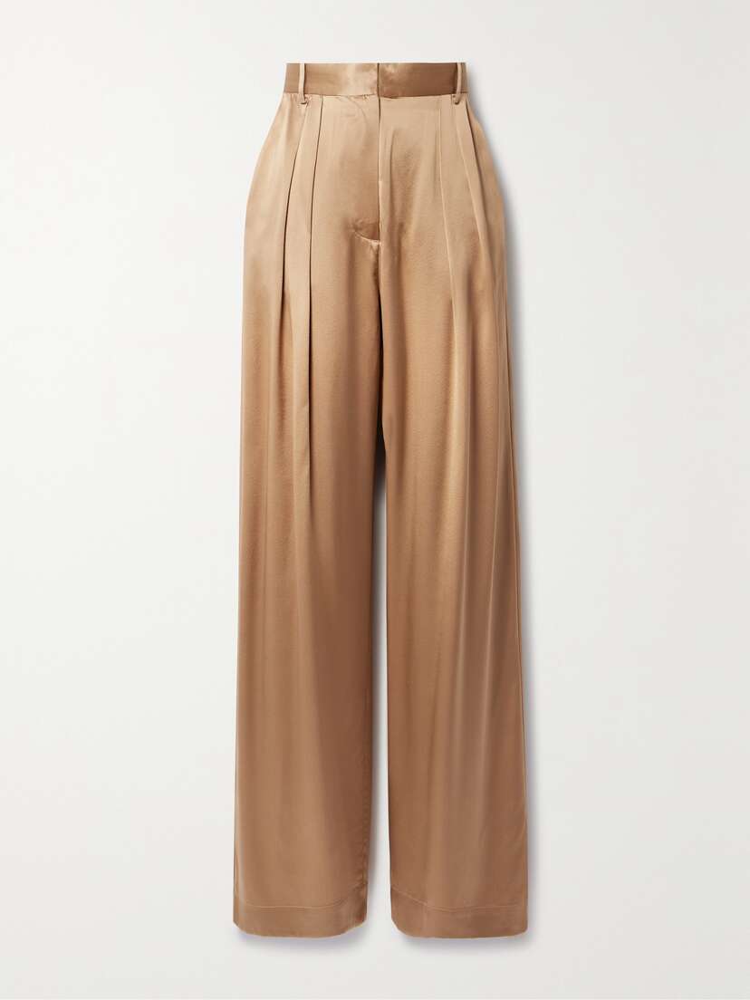 Michael Lo Sordo Boy Pleated Silk-satin Wide-leg Pants