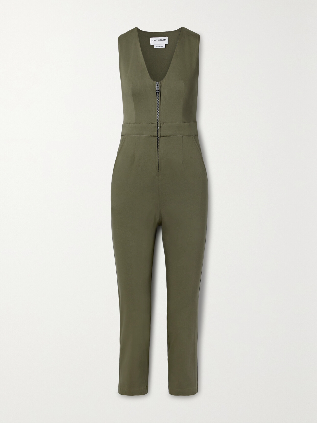 Rivet Utility - Rockstar Cropped Stretch-twill Jumpsuit - Green