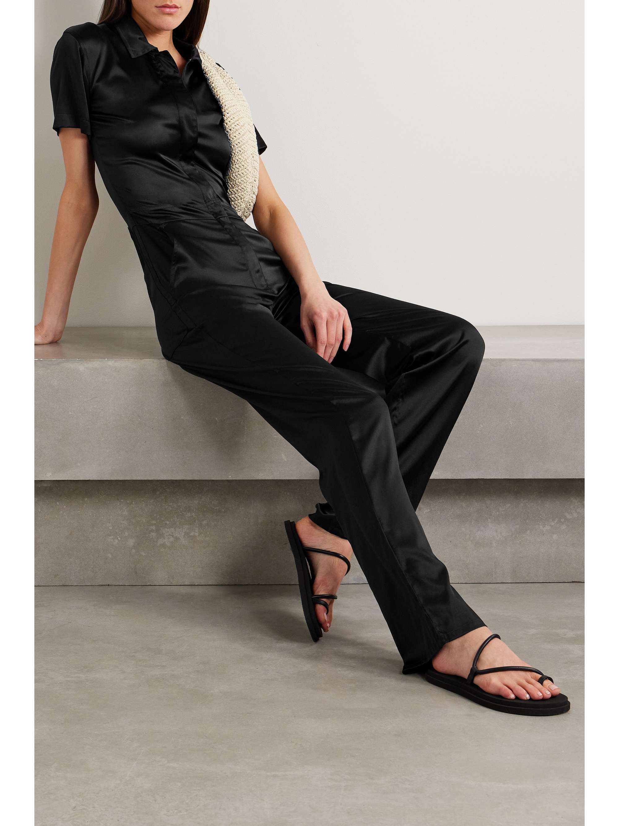 RIVET UTILITY Icon silk-blend satin jumpsuit