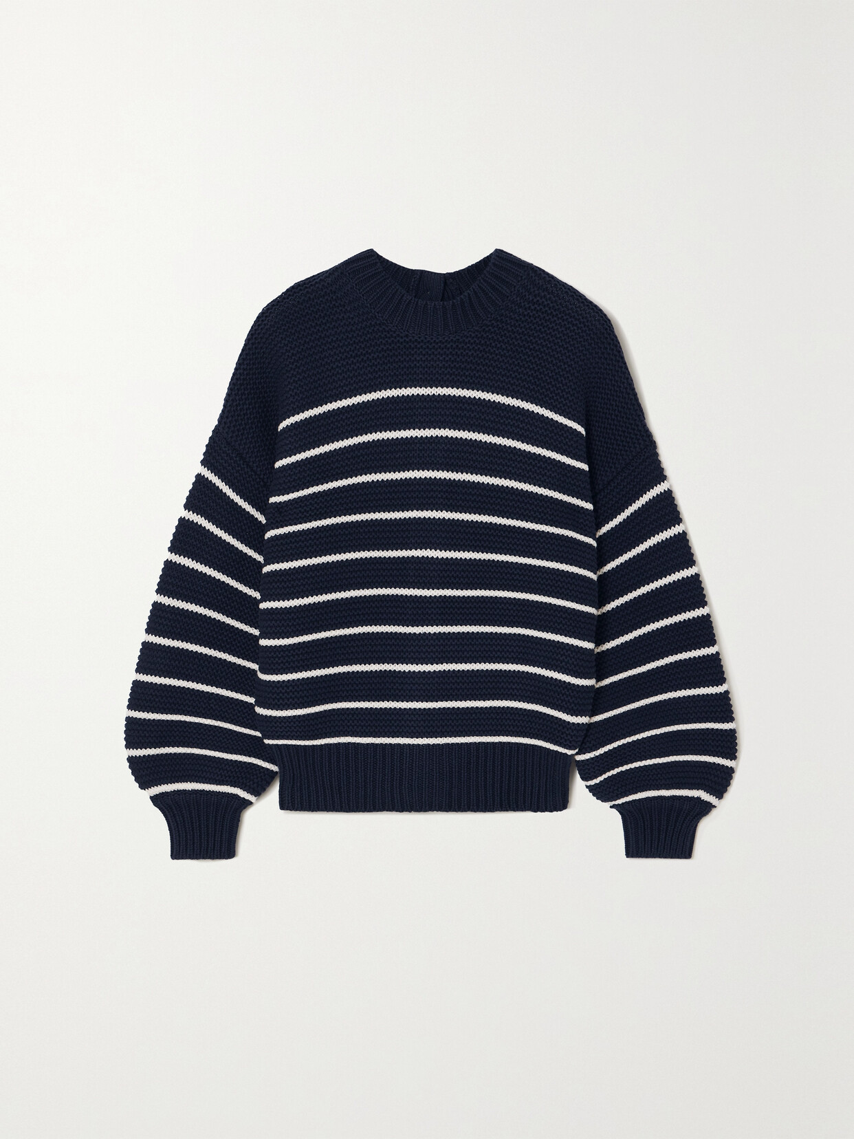 Alex Mill - Striped Button-embellished Cotton Sweater - Blue