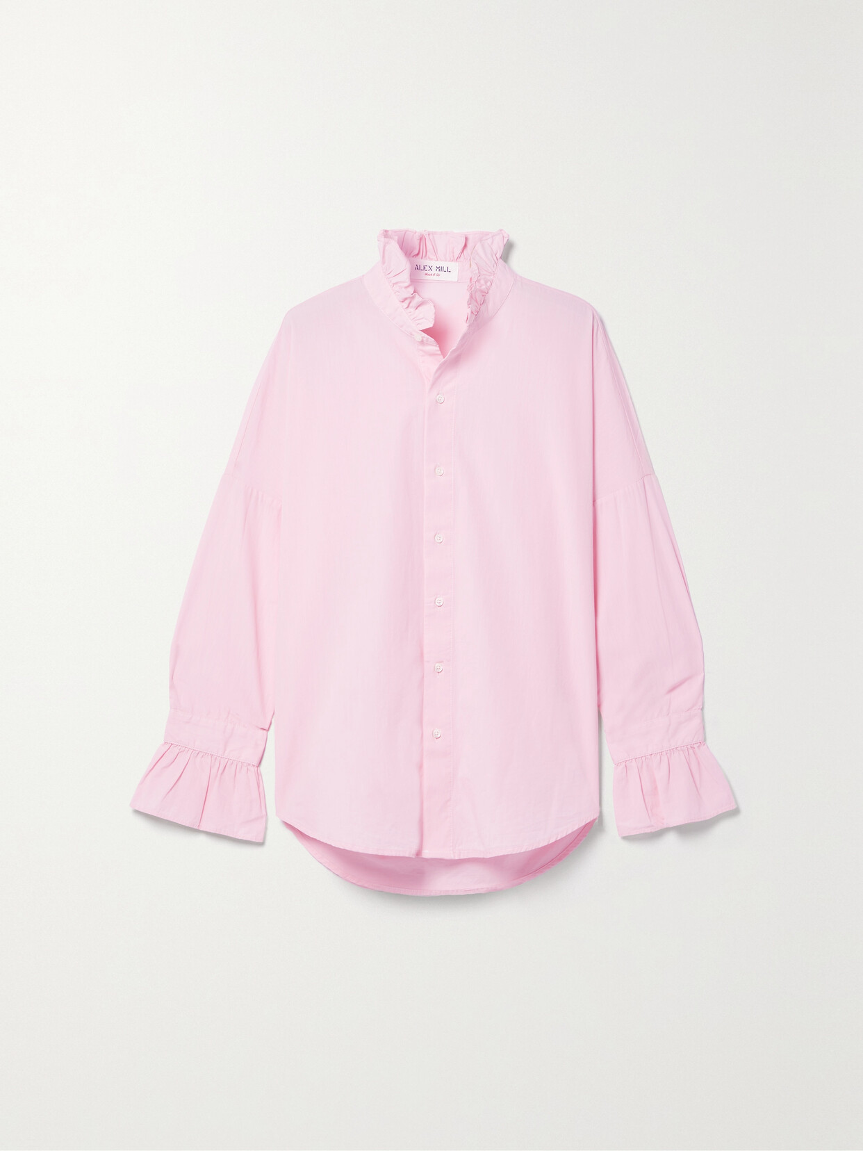 Alex Mill Ruffled Cotton-poplin Shirt In Pink