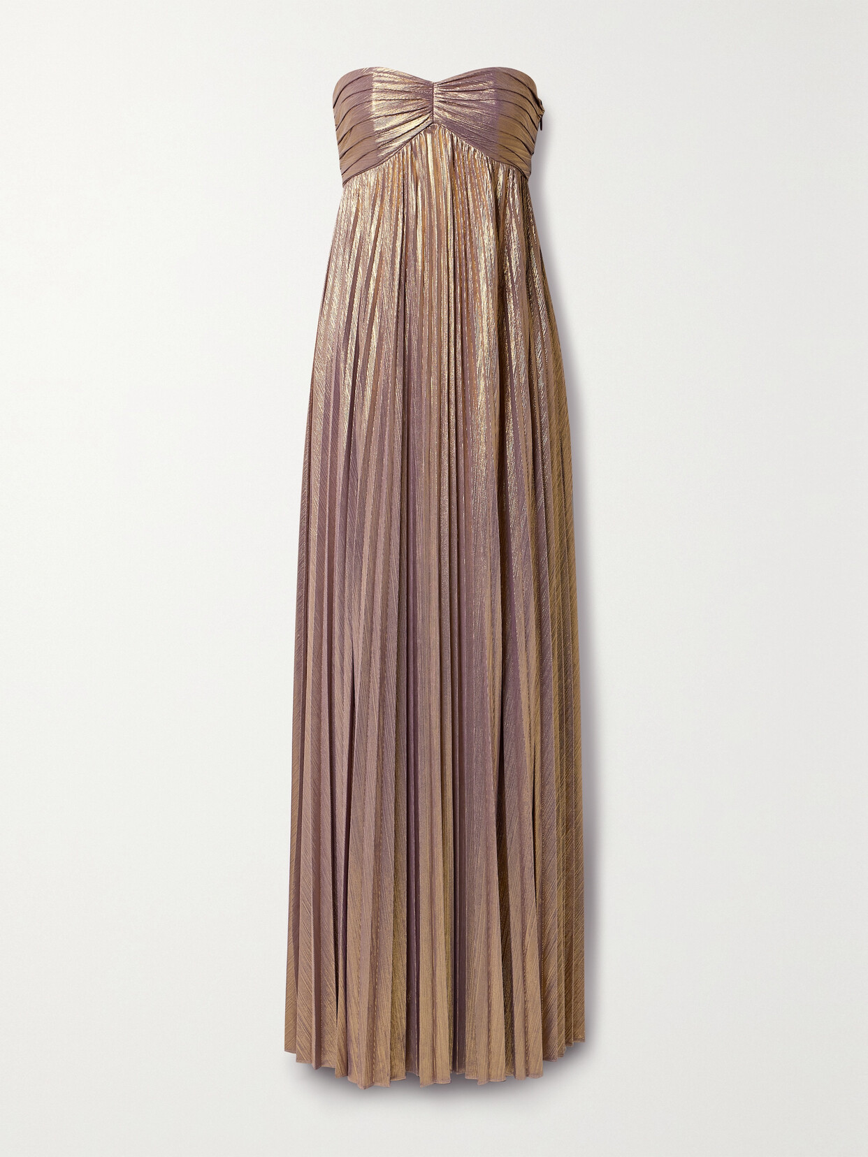 Retrofête Lyanna Strapless Pleated Lamé Gown - Gold