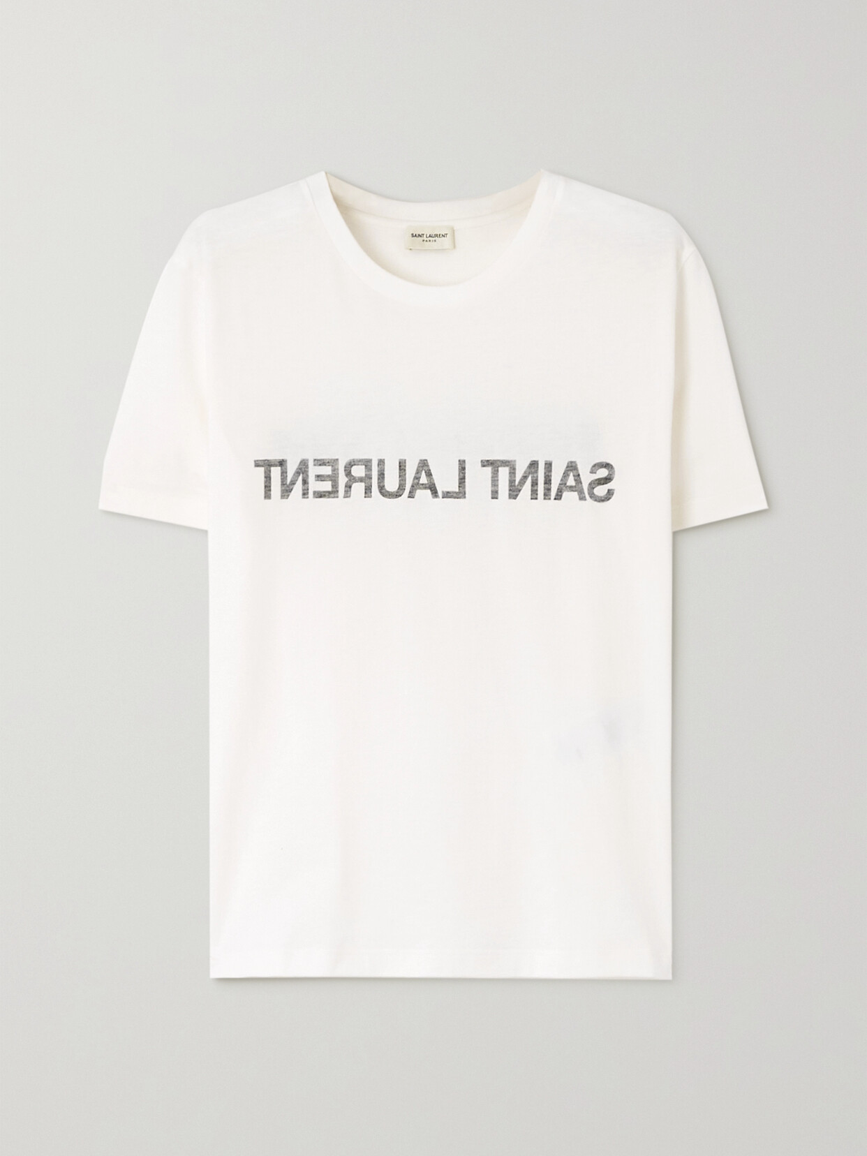 Shop Saint Laurent Printed Cotton-jersey T-shirt In White