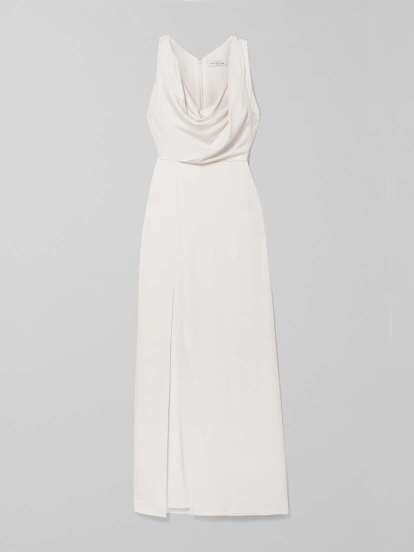 Halston Draped Hammered-satin Gown