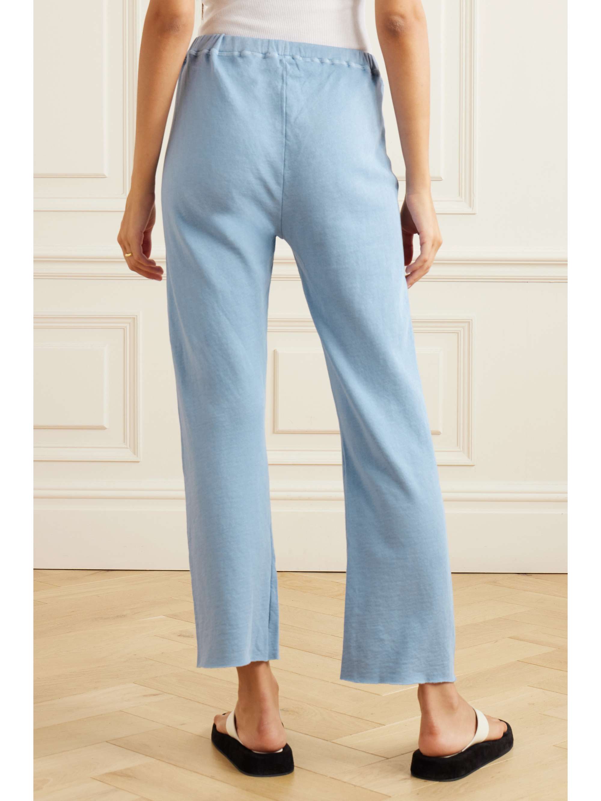 JAMES PERSE Cropped Supima cotton-terry track pants