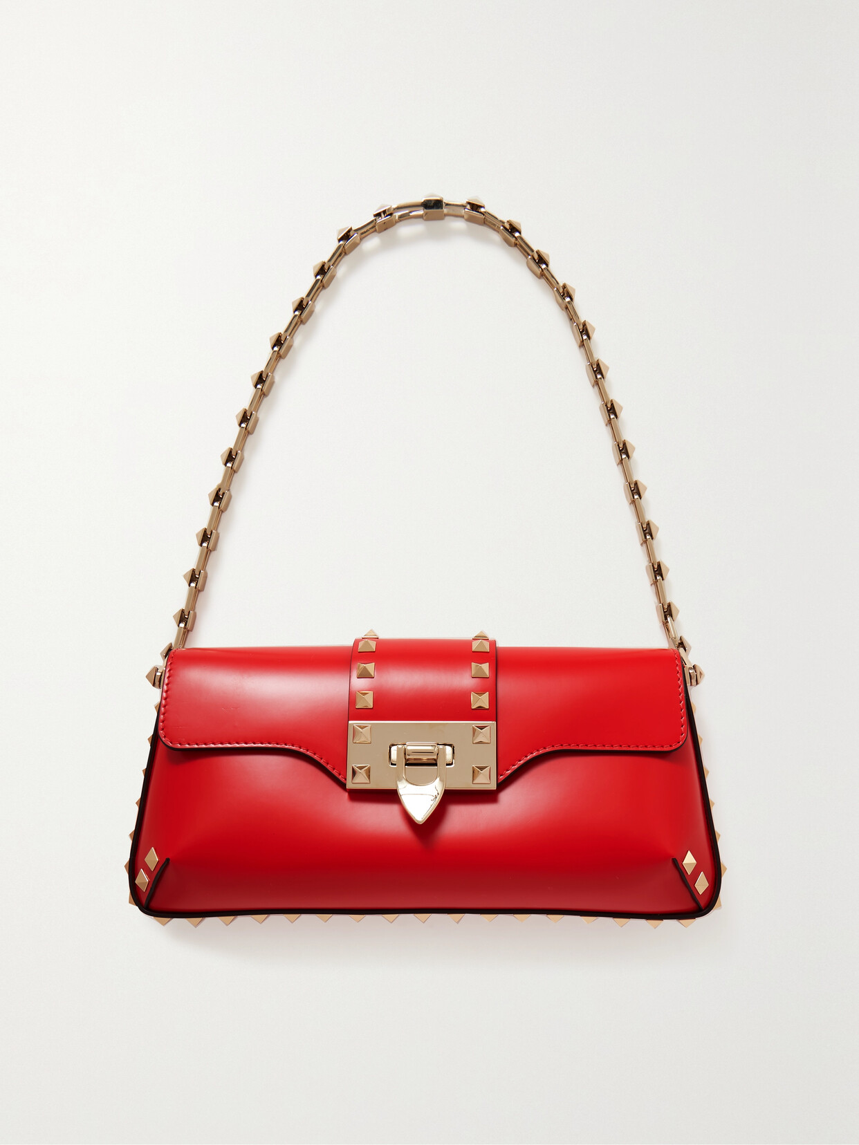 Valentino Garavani - Rockstud Leather Shoulder Bag - Red