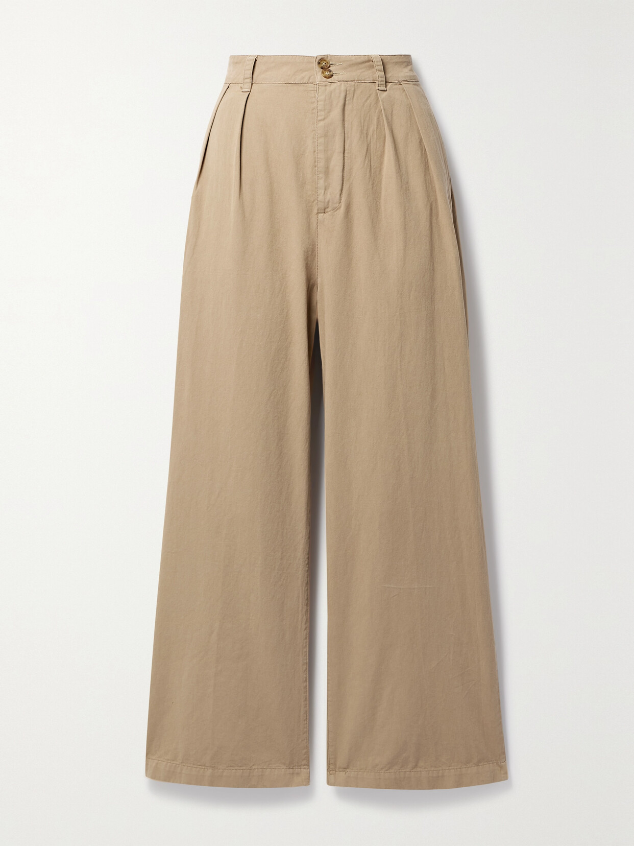 THE GREAT. The Town Pleated Cotton-twill Straight-leg Pants