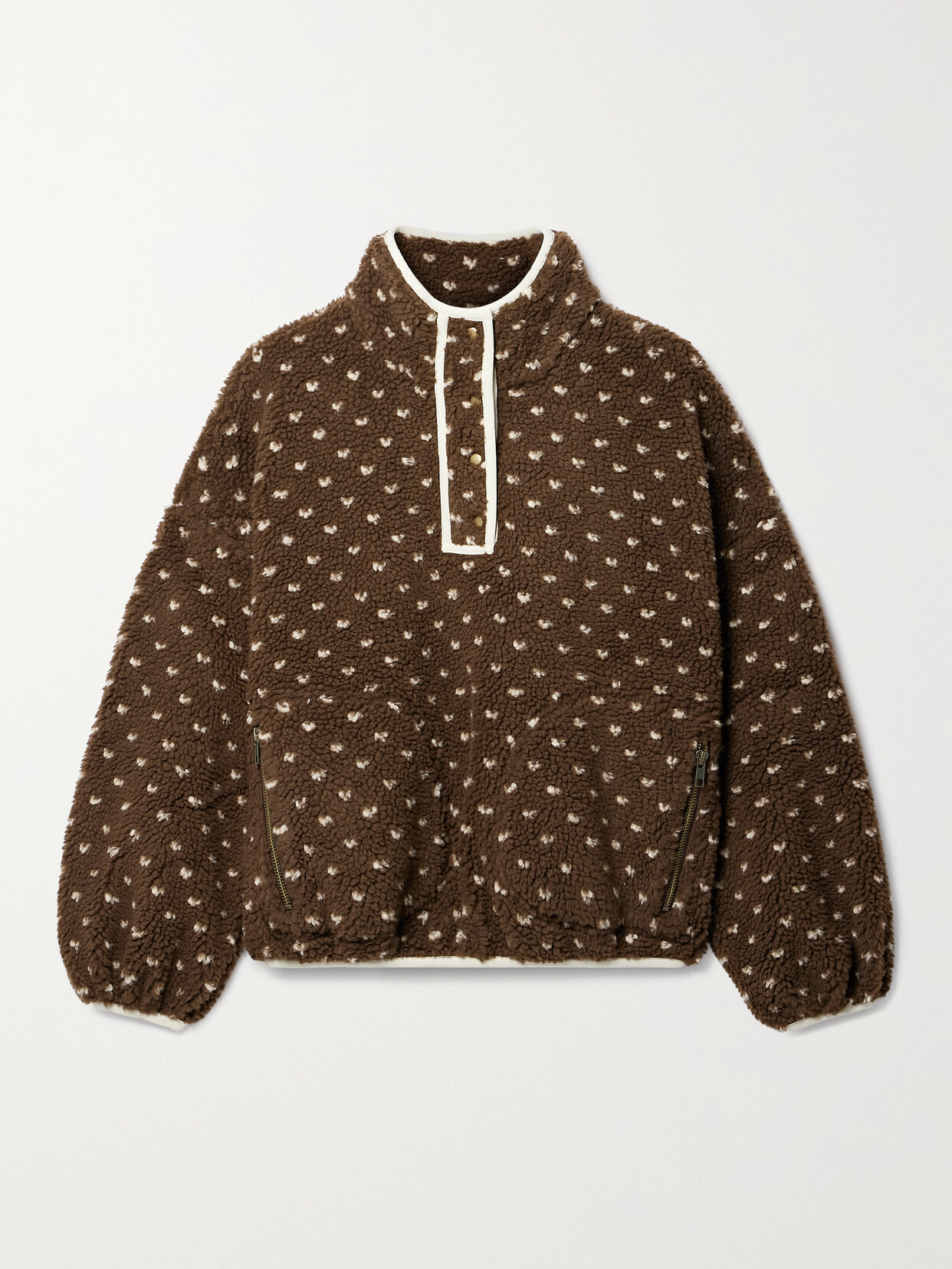 The Great - The Countryside Polka-dot Fleece Sweatshirt - Brown