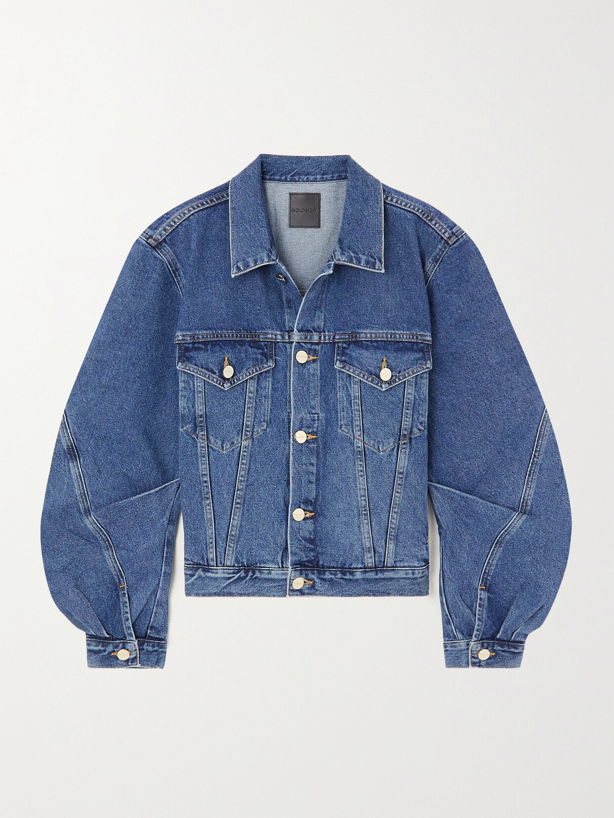 Goldsign Paneled Denim Jacket In Blue