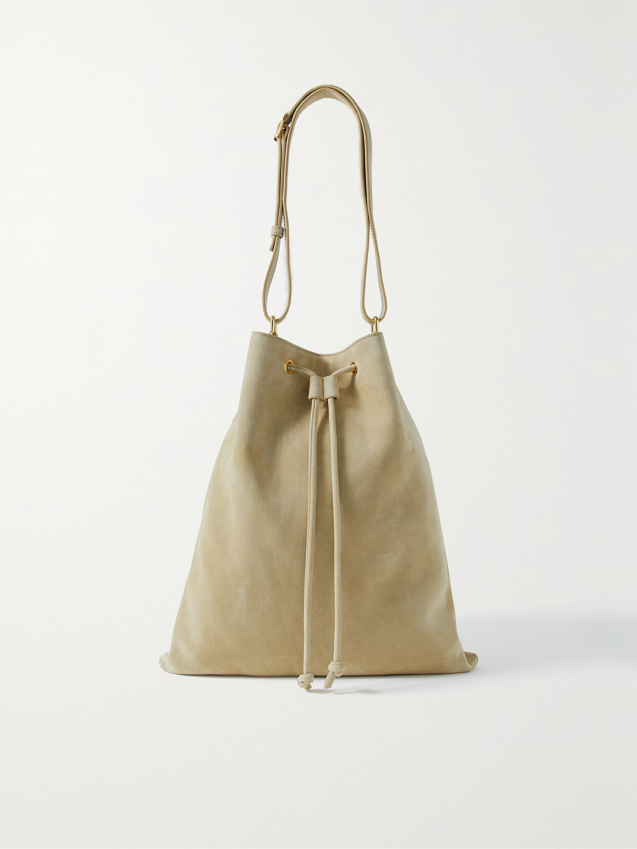 Khaite Greta Large Suede Shoulder Bag In Neutrals