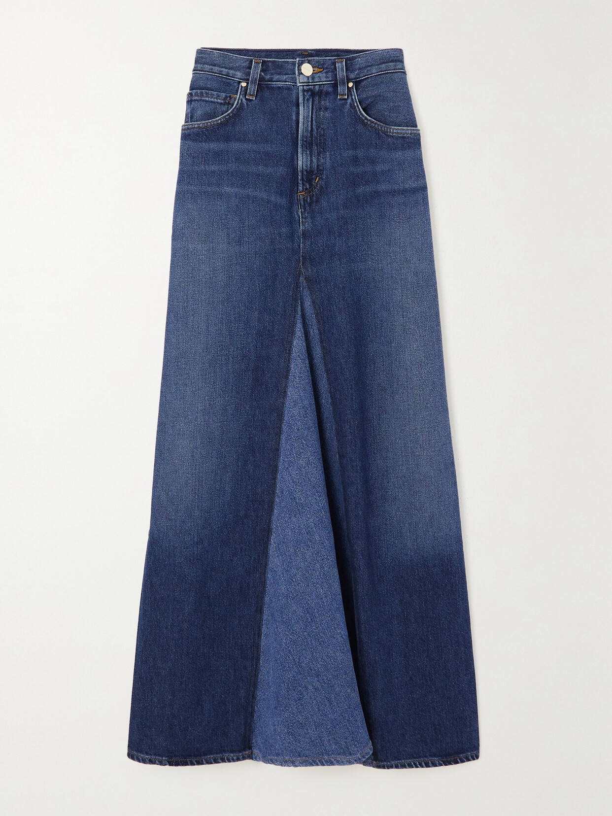 GOLDSIGN - The Vogel Paneled Denim Maxi Skirt - Blue