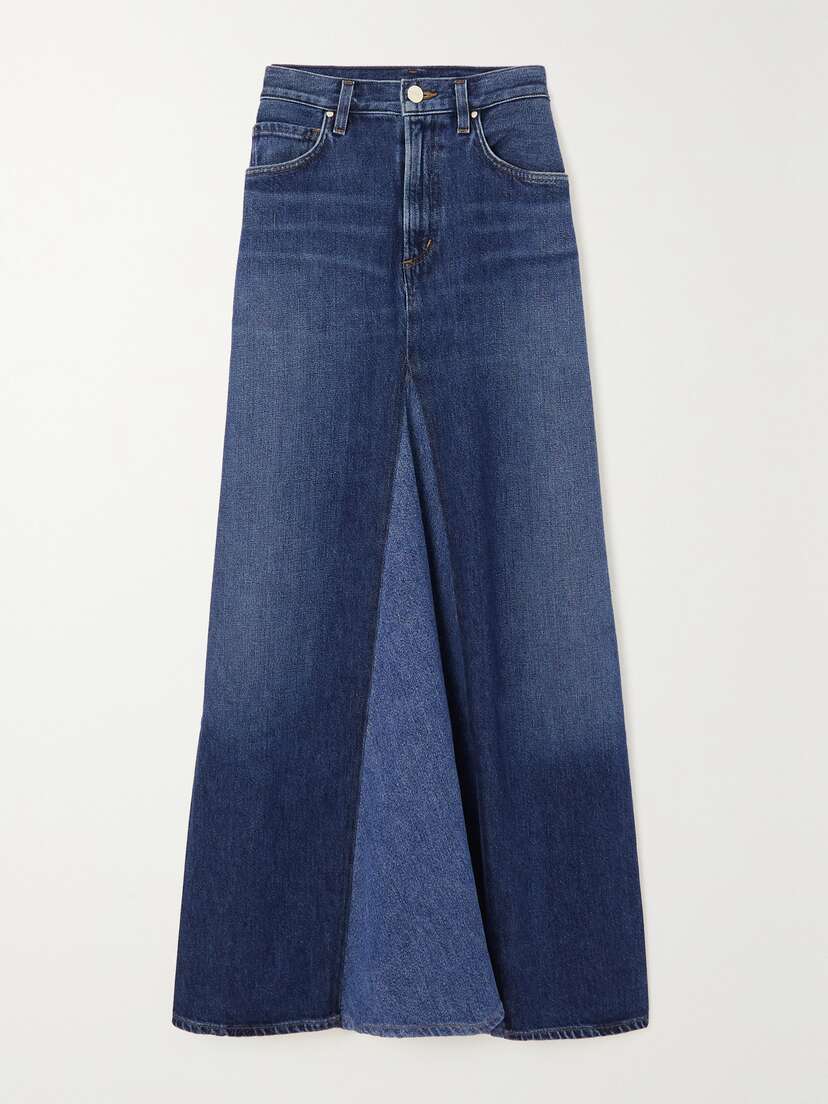 GOLDSIGN The Vogel Paneled Denim Maxi Skirt