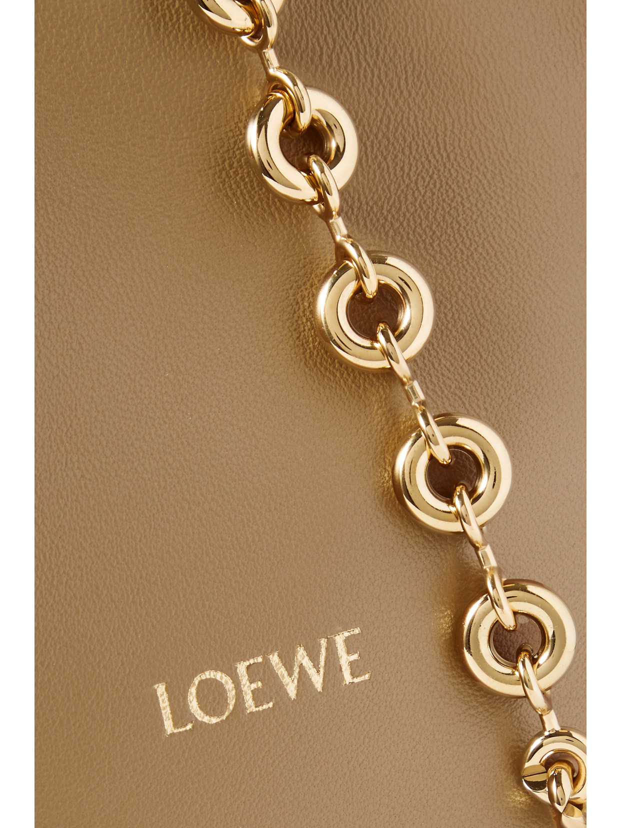 Loewe Squeeze Small Chain-embellished Gathered Leather Tote In Brown