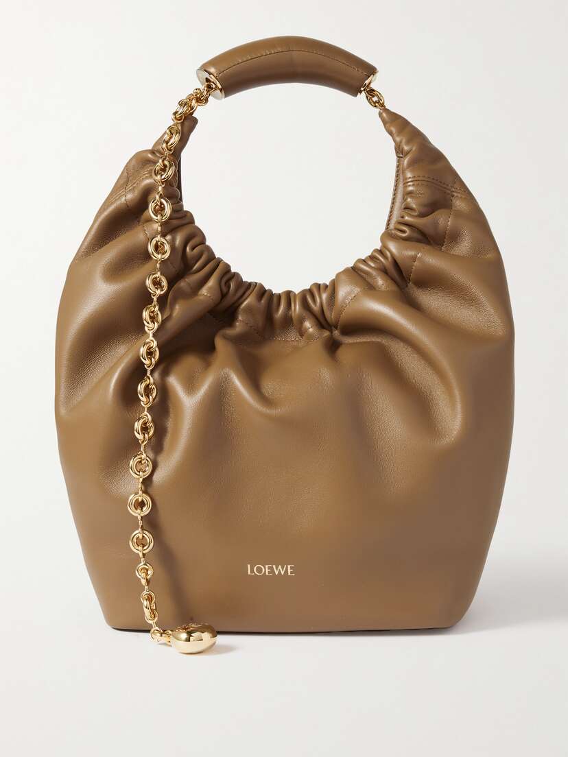 Loewe Squeeze Small Chain-embellished Gathered Leather Shoulder Bag